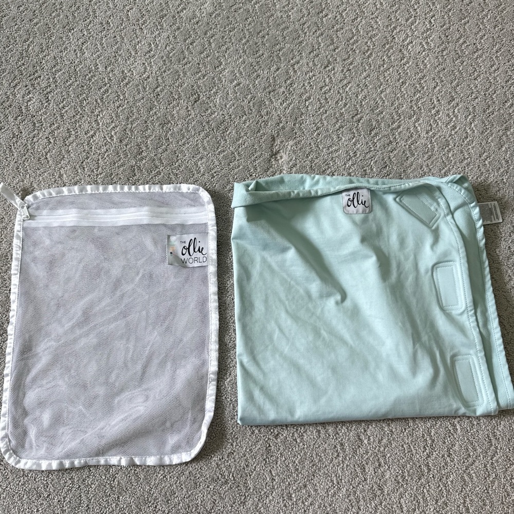 Kids Light Mint Swaddle Blanket with Mesh Laundry Bag